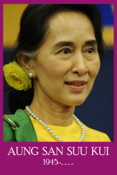 Aung san suu kyi figure de l opposition non violente a la dictature militaire birmane laureate du prix nobel de la paix en 1991
